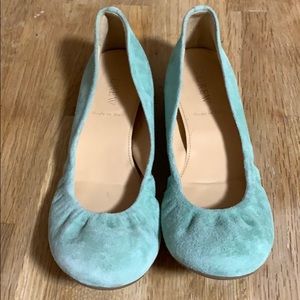 J. Crew suede mint Cece ballet flats